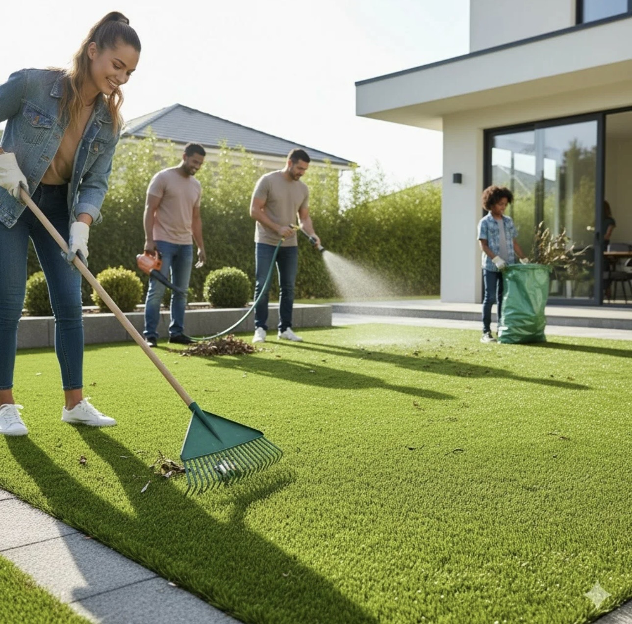 Lawn care technician at work
